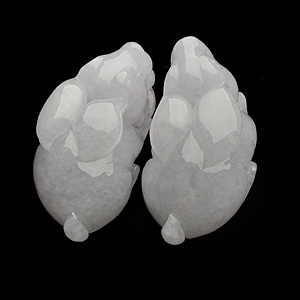 糯冰种淡紫罗兰玉兔挂件(一对)