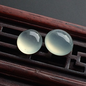 冰种淡晴水戒面(一对)