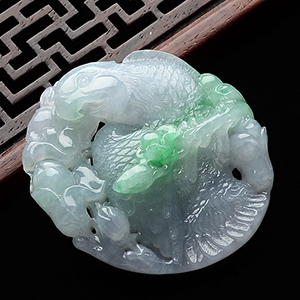 (超值推荐)糯冰种飘翠英明神武挂件
