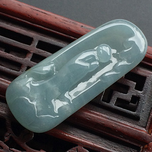 糯冰种晴水褐黄翡莲悟挂件