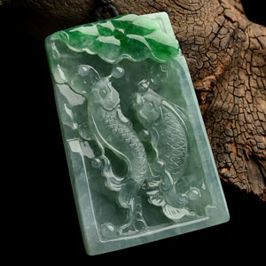 糯冰种晴水飘翠年年有余挂件