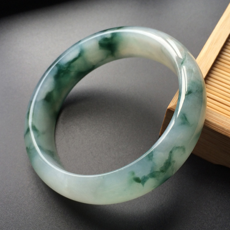(超值推荐)糯冰种飘花手镯(59.6mm)