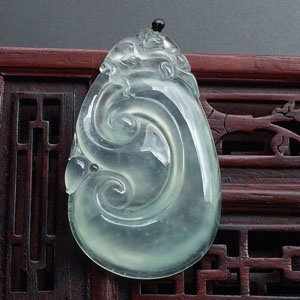 (超值推荐)冰玻种淡晴水如意挂件