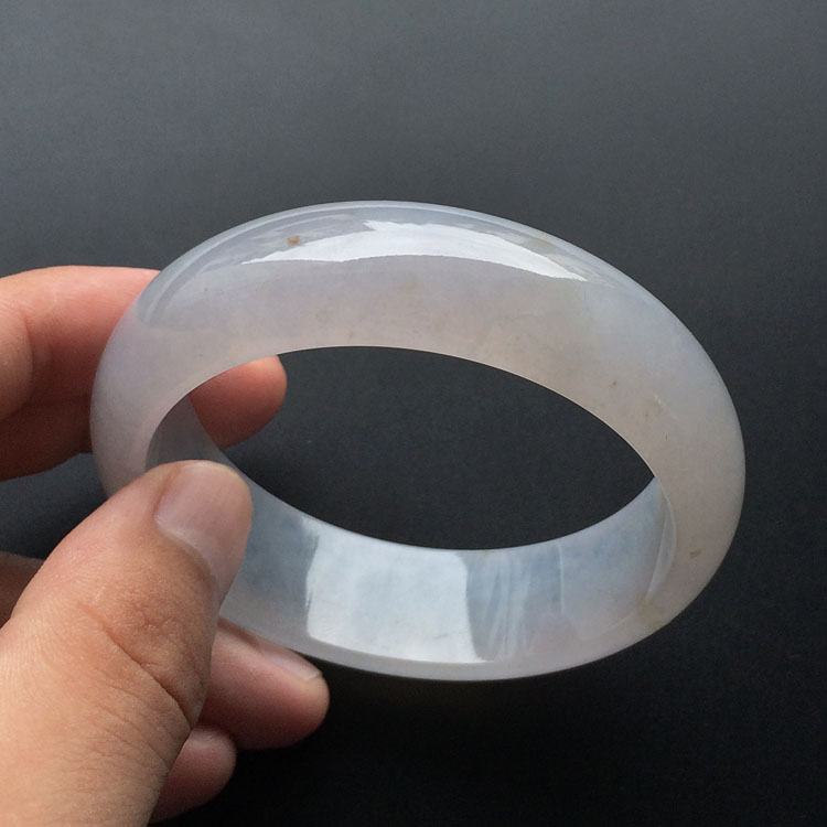 (超值推荐)糯冰种淡紫罗兰带黄翡手镯(58.8mm)