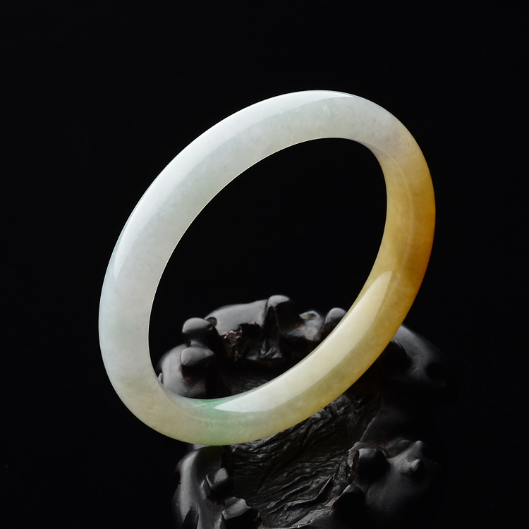 (超值推荐)糯冰种黄翡略飘翠手镯(56.3mm)