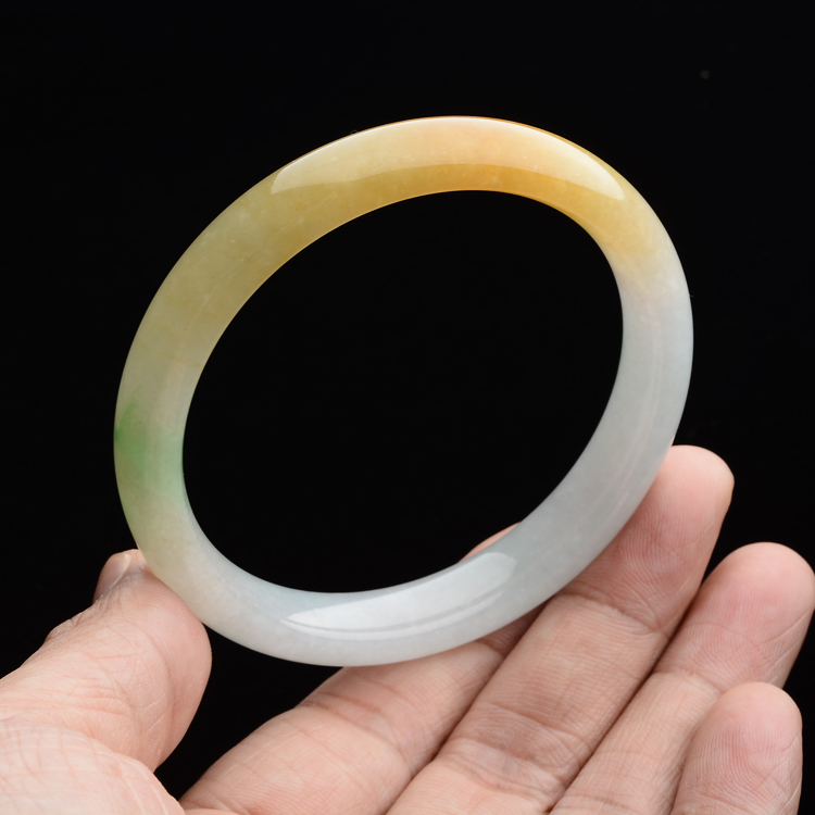 (超值推荐)糯冰种黄翡略飘翠手镯(56.3mm)
