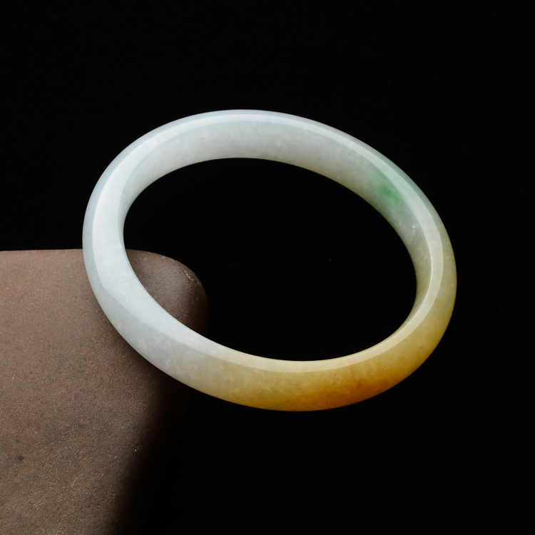 (超值推荐)糯冰种黄翡略飘翠手镯(56.3mm)