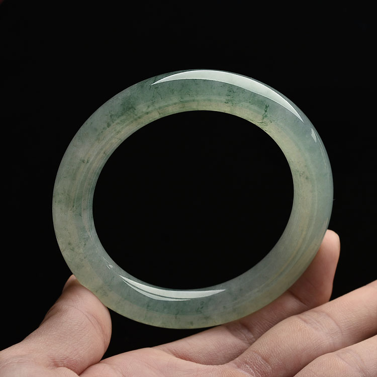 (超值推荐)糯冰种飘花圆条手镯(58mm)
