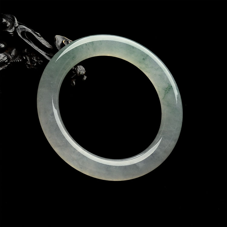(超值推荐)糯冰种飘花圆条手镯(57.4mm)