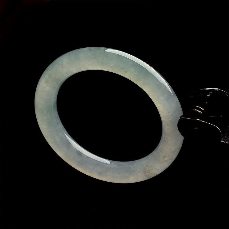 (超值推荐)糯冰种飘花圆条手镯(57.4mm)