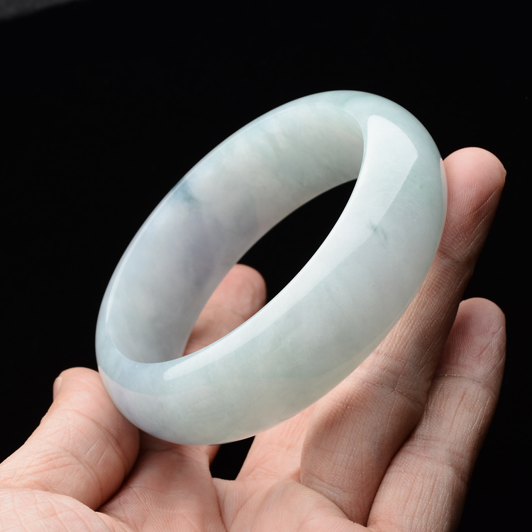 (超值推荐)糯冰种淡晴水略带紫罗兰手镯(60.5mm)