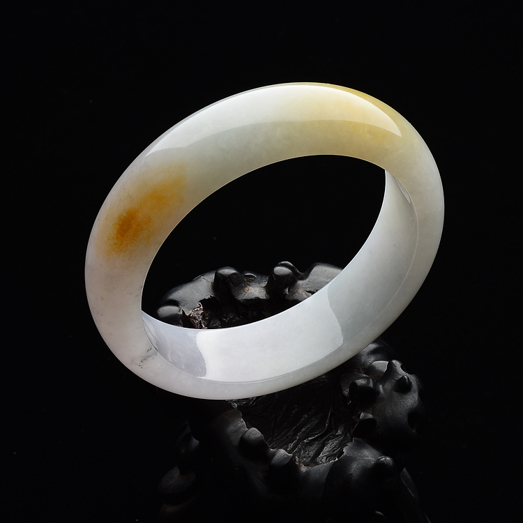 (超值推荐)糯冰种黄翡略带紫罗兰手镯(61mm)