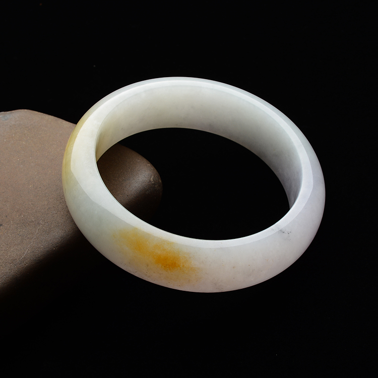 (超值推荐)糯冰种黄翡略带紫罗兰手镯(61mm)