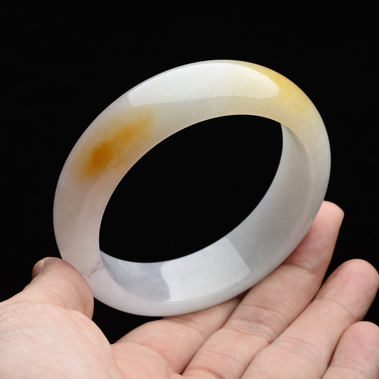 (超值推荐)糯冰种黄翡略带紫罗兰手镯(61mm)