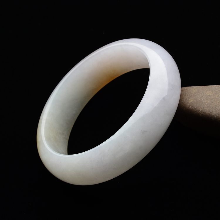 (超值推荐)糯冰种黄翡略带紫罗兰手镯(61mm)