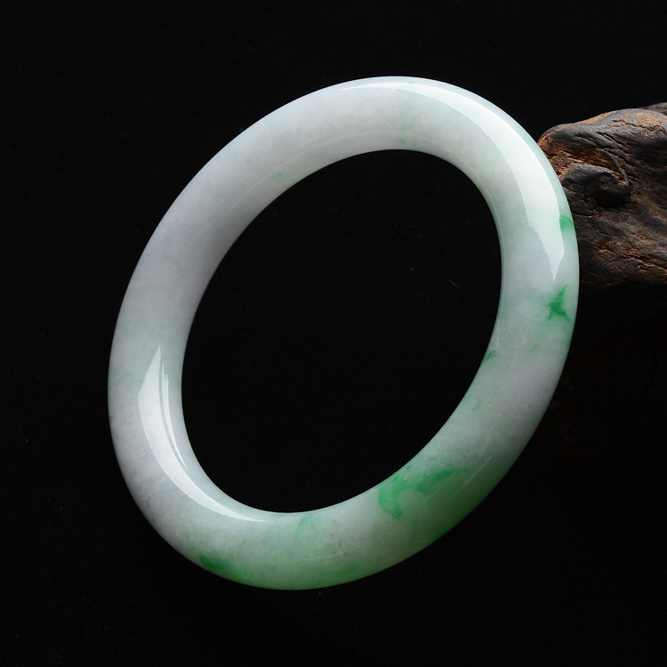 (超值推荐)糯冰种飘翠圆条手镯(57.2mm)