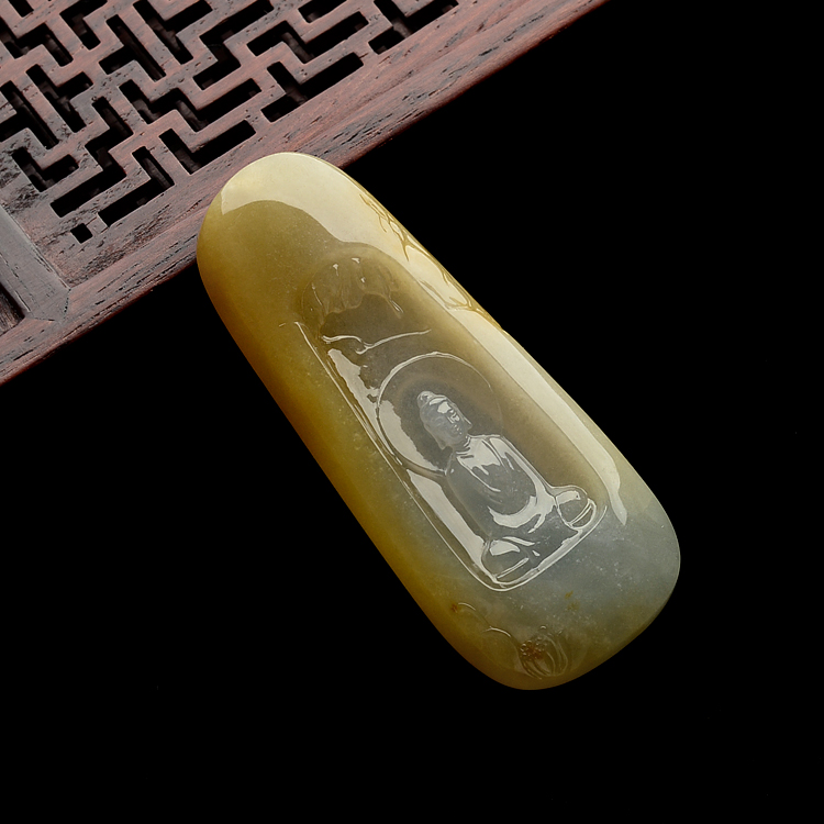 糯冰种黄翡静悟挂件