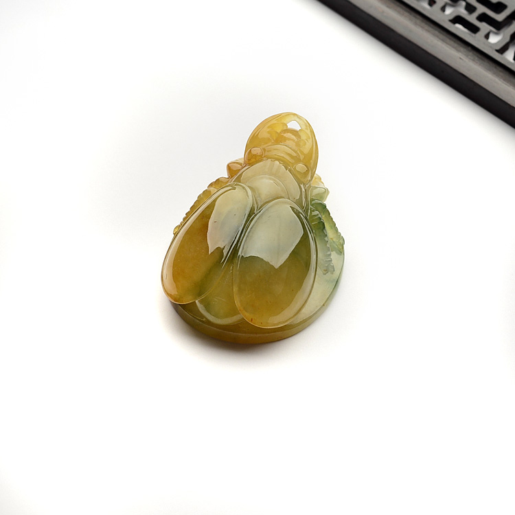(超值推荐)糯冰种黄翡飘花富甲天下挂件