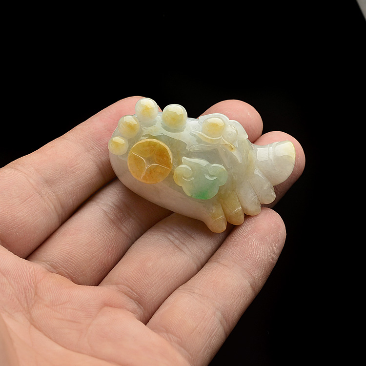 (超值推荐)糯冰种三彩知足常乐挂件