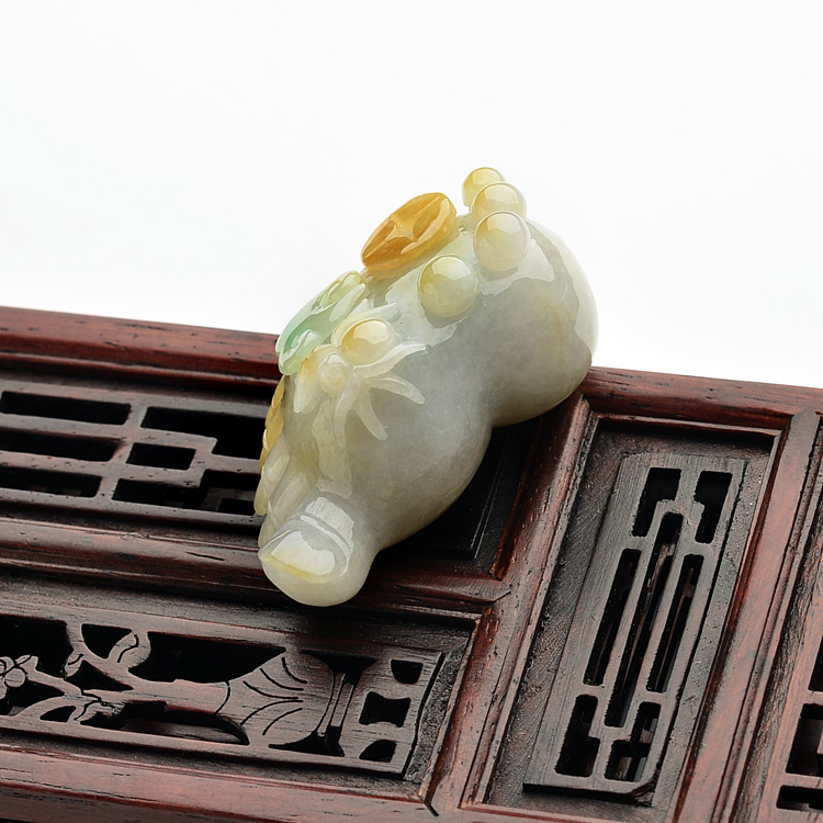(超值推荐)糯冰种三彩知足常乐挂件