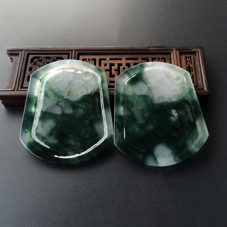 (超值推荐)冰种飘花龙牌挂件(一对)