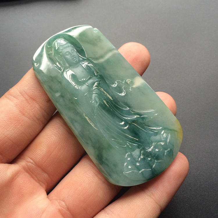 (超值推荐)糯冰种晴水飘花莲座甘露挂件