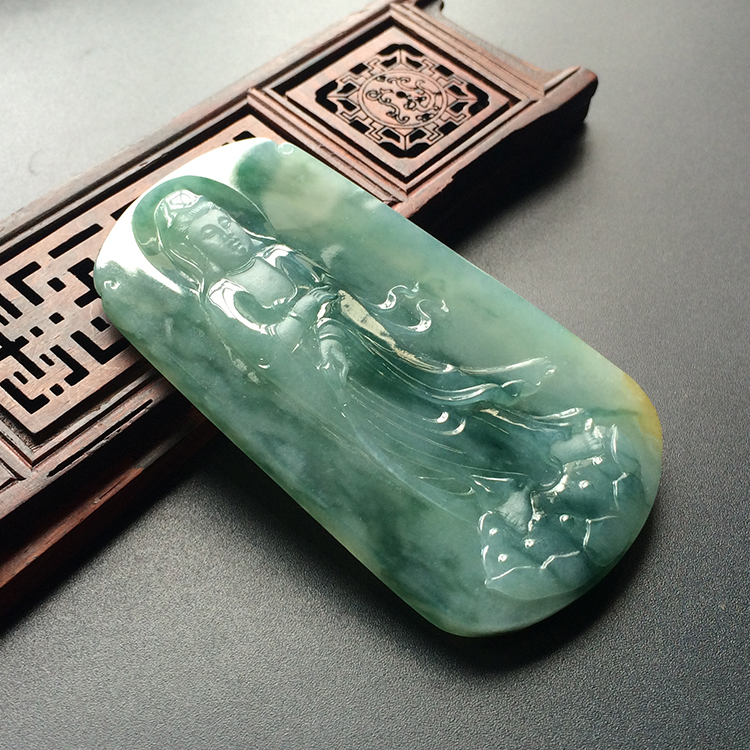 (超值推荐)糯冰种晴水飘花莲座甘露挂件