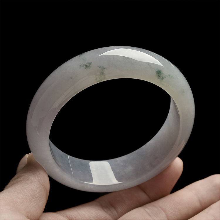 (超值推荐)糯冰种淡紫罗兰飘花手镯(57.8mm)