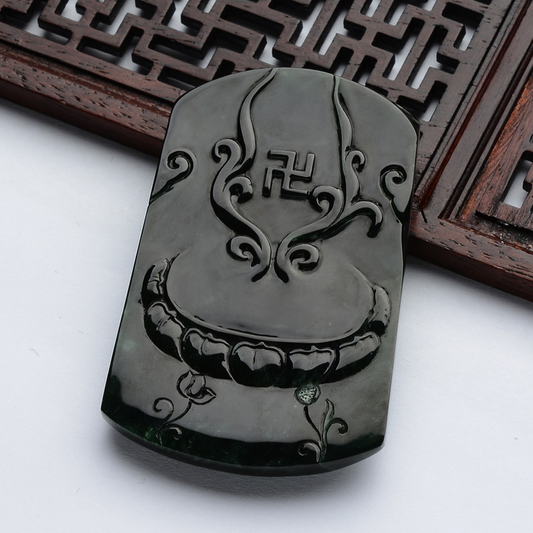 (超值推荐)冰玻种蓝水文殊菩萨挂件(李牧祥大师作品)