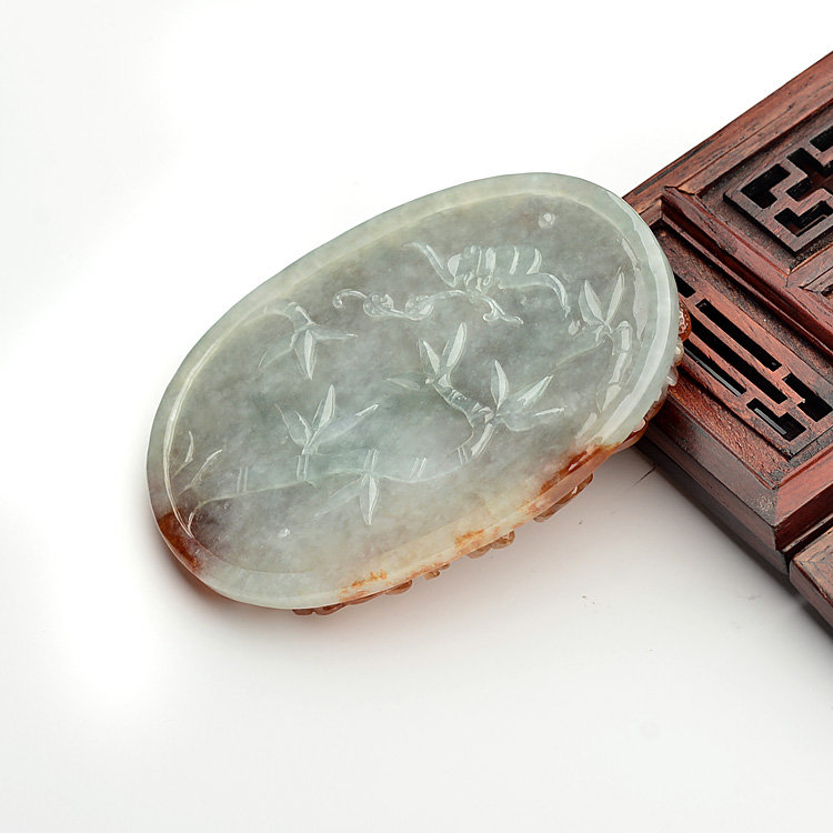 (超值推荐)糯冰种褐黄翡龙牌挂件