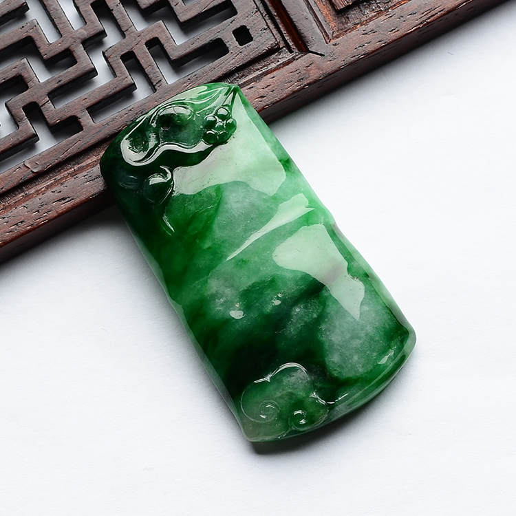 (超值推荐)糯冰种廯加绿竹梅双喜挂件