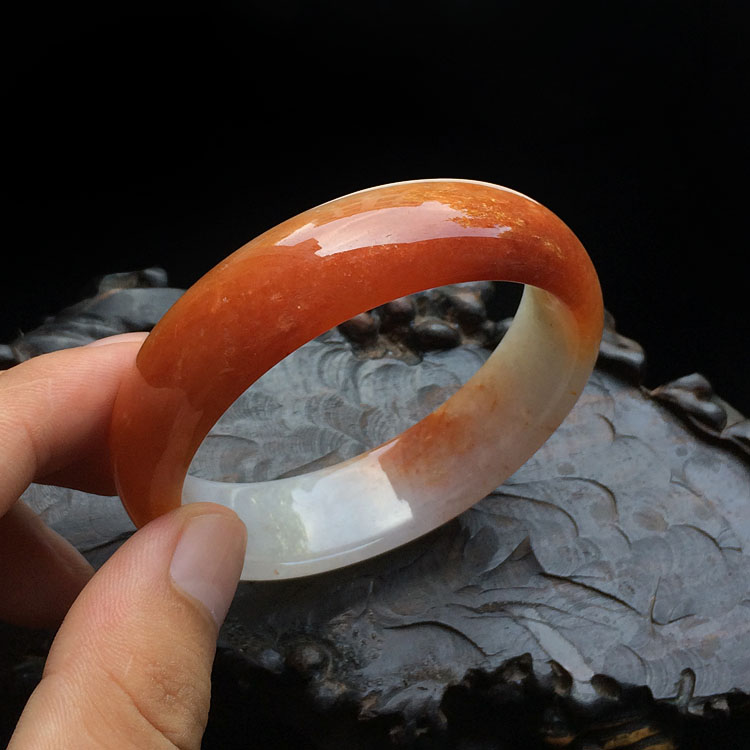 （超值推荐）糯冰种红黄翡手镯（56.5mm）