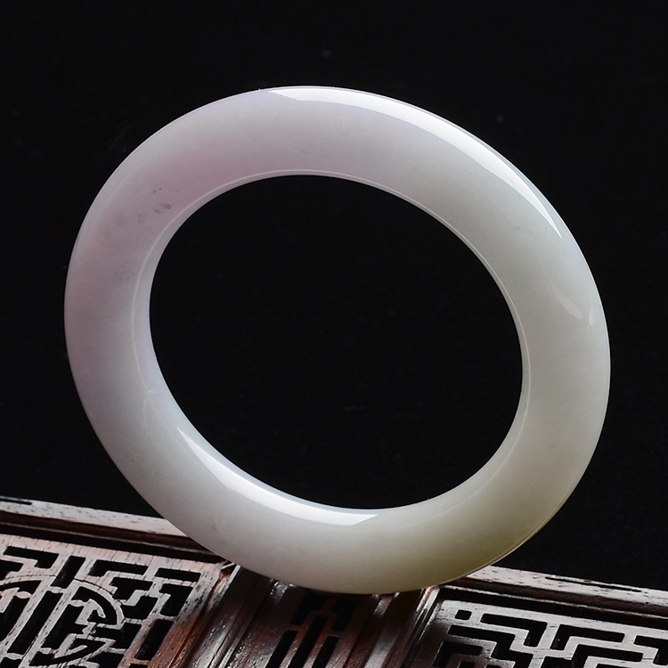 (超值推荐)糯冰种紫罗兰淡黄翡圆条手镯(55.3mm)