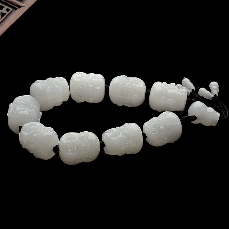 糯冰种白色罗汉头手链
