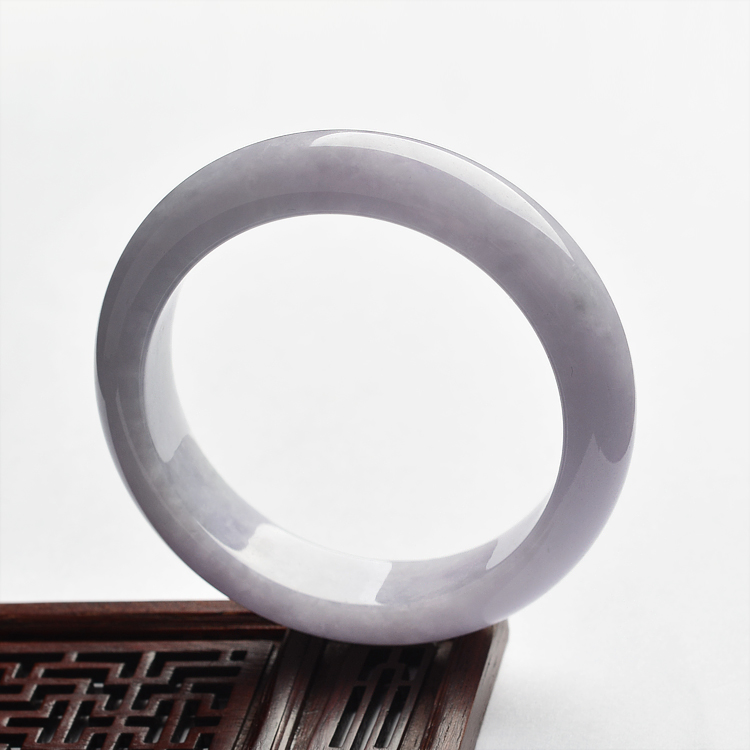 糯冰种淡紫罗兰手镯(58mm)