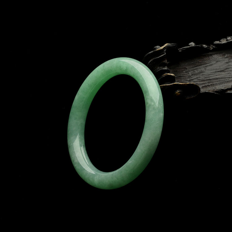 糯冰种豆色圆条手镯(54.2mm)