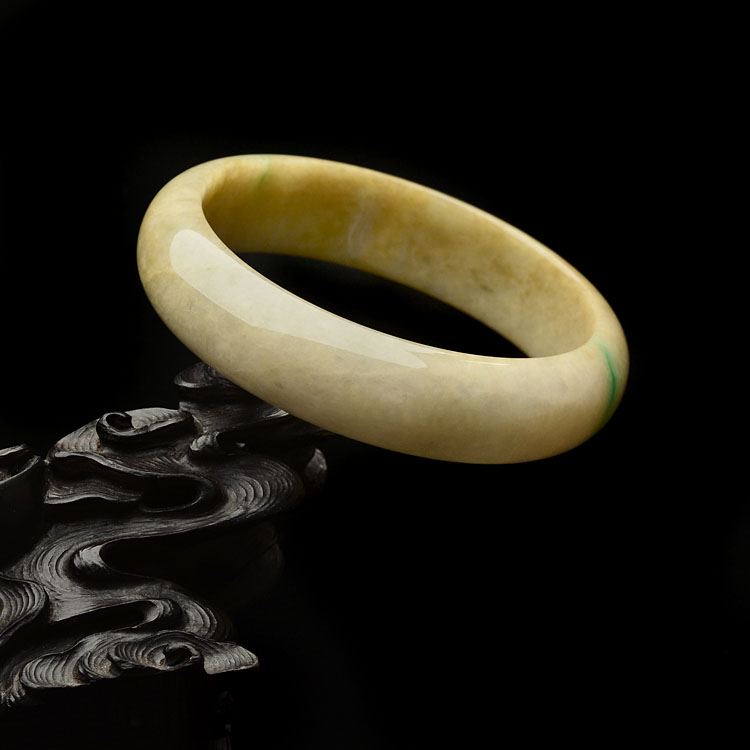 糯冰种黄加绿手镯(59mm)