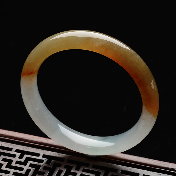 糯冰种黄翡手镯(一对)(55.9mm)
