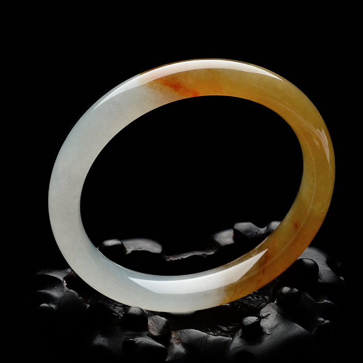糯冰种黄翡手镯(一对)(55.9mm)