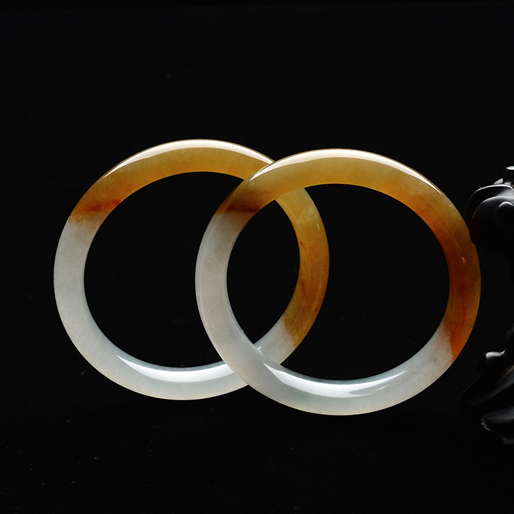 糯冰种黄翡手镯(一对)(55.9mm)