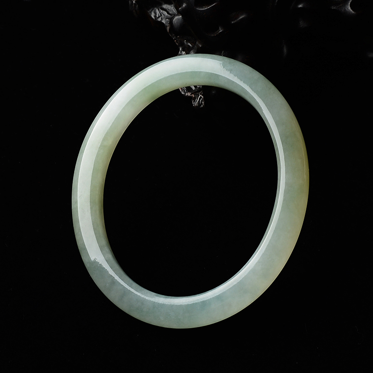 糯冰种晴水淡黄翡贵妃镯(58.4mm-48.1mm)