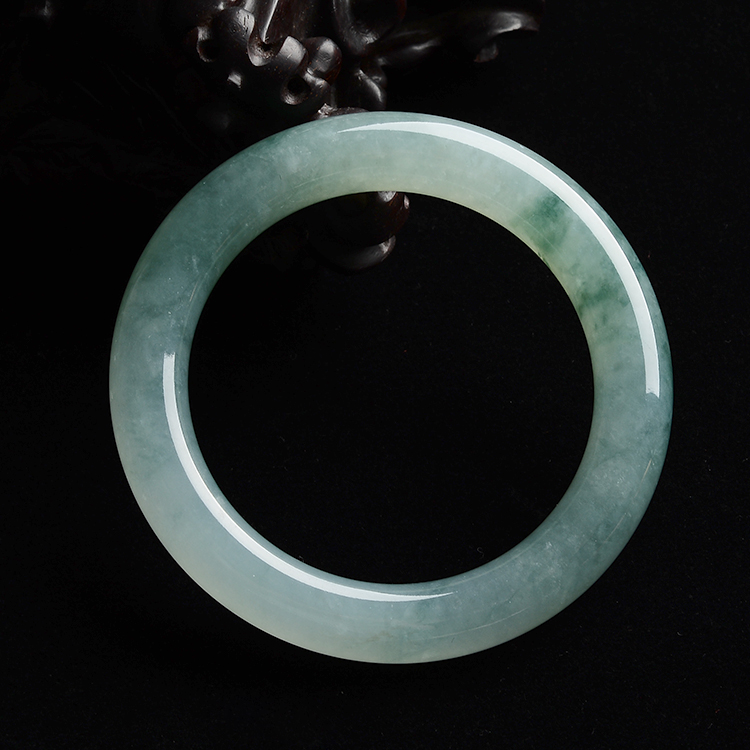 糯冰种晴水飘花圆条手镯(56mm)