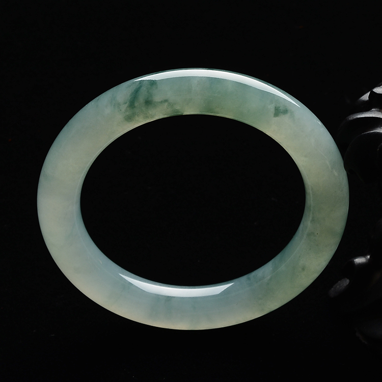 糯冰种晴水飘花圆条手镯(56mm)