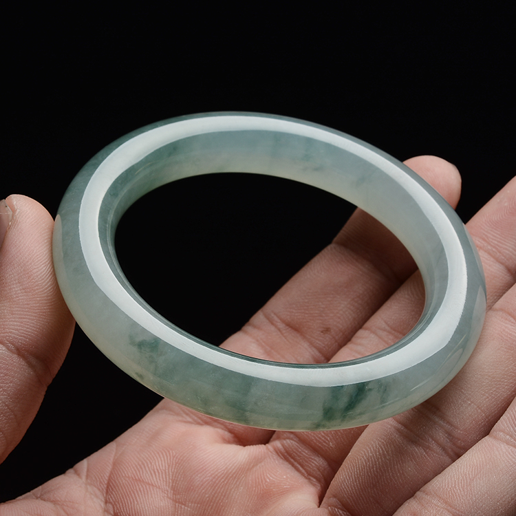 糯冰种晴水飘花圆条手镯(56mm)