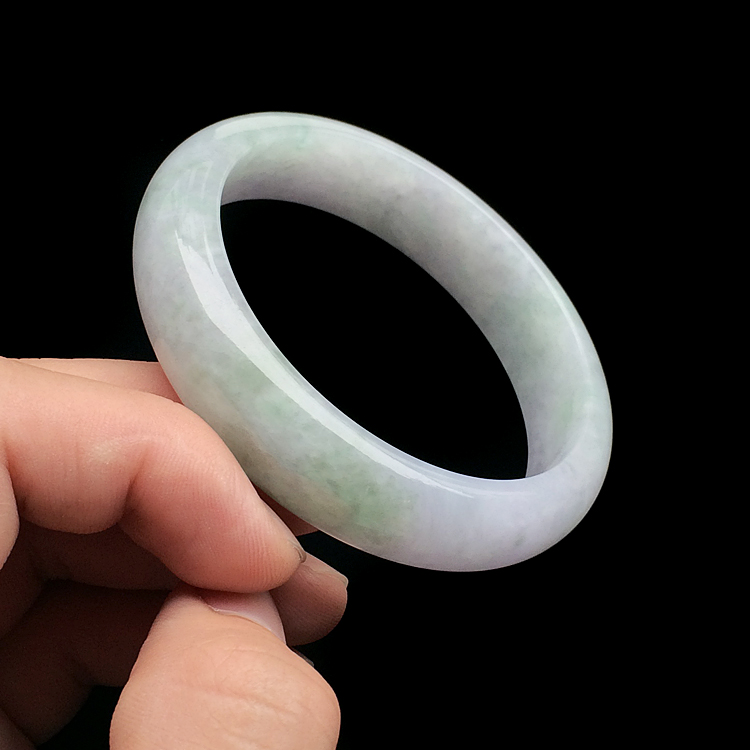 糯冰种淡紫罗兰飘花手镯(56.7mm)
