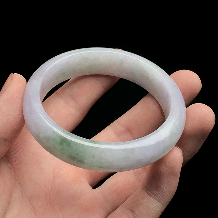 糯冰种淡紫罗兰飘花手镯(56.7mm)
