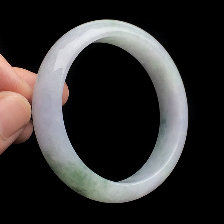 糯冰种淡紫罗兰飘花手镯(56.7mm)