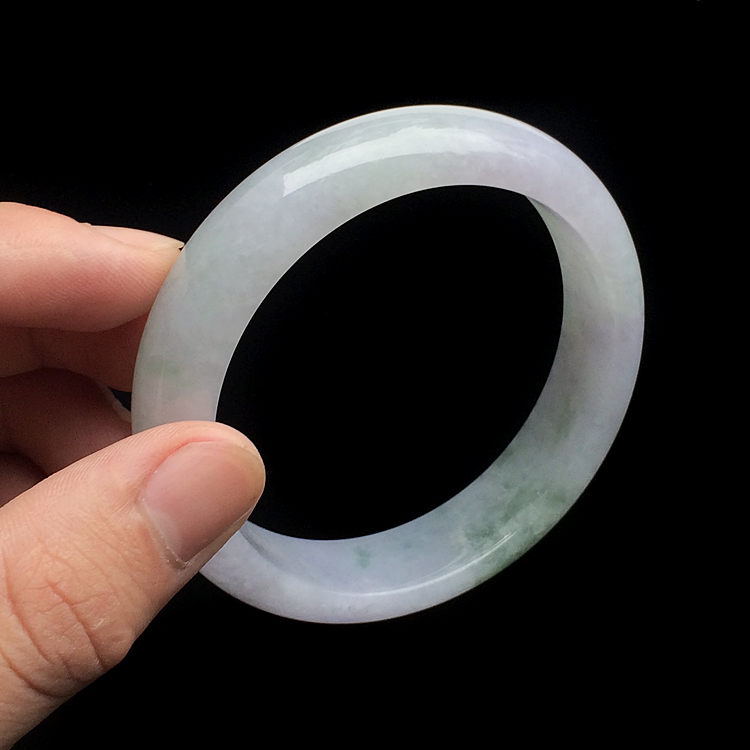 糯冰种淡紫罗兰飘花手镯(56.7mm)