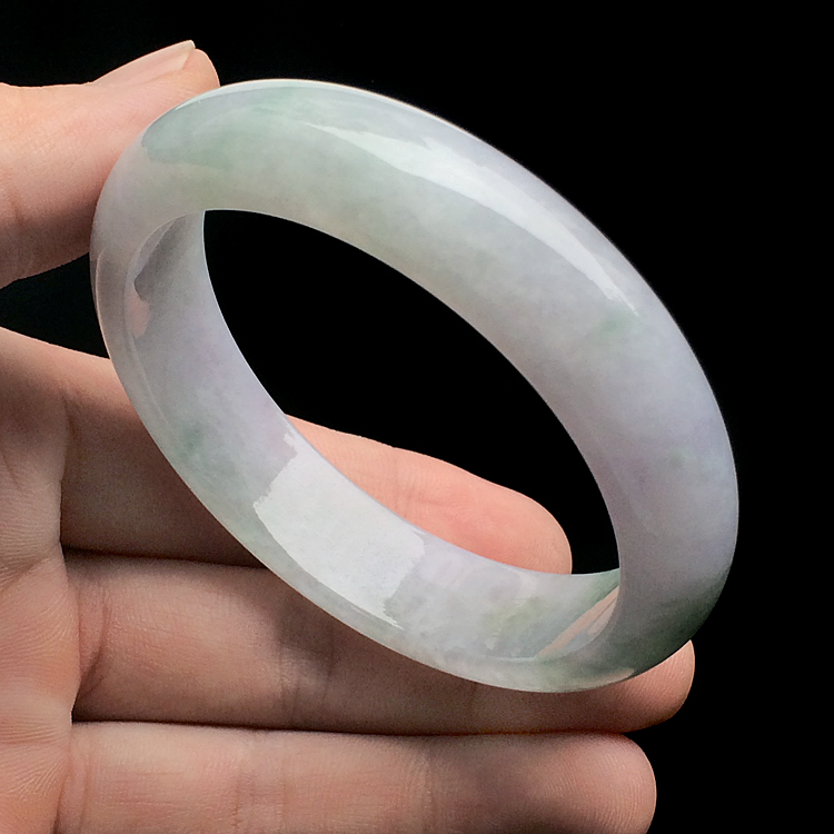 糯冰种淡紫罗兰飘花手镯(56.7mm)