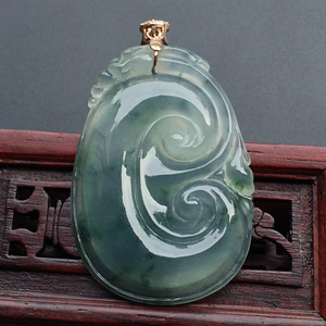 冰种飘花如意挂件